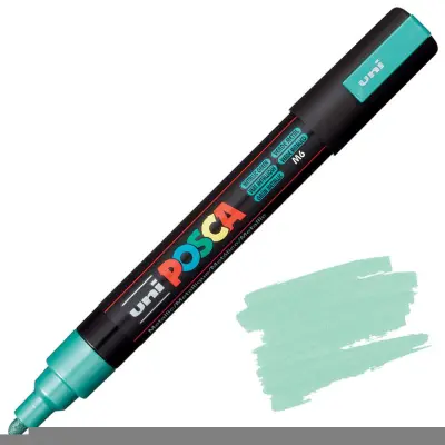 POSCA Uni flomaster; konica 1,8-2,5 mm; kovinsko zelen
