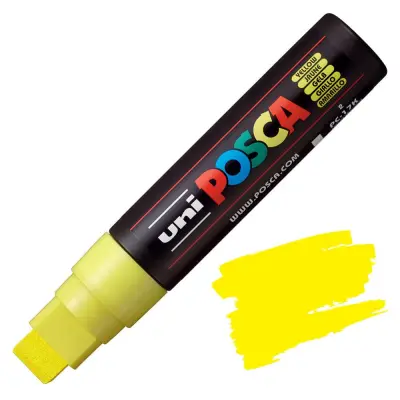 POSCA Uni flomaster; konica 15 mm ploščata; rumen