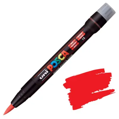 POSCA Uni flomaster; konica čopič; rdeč