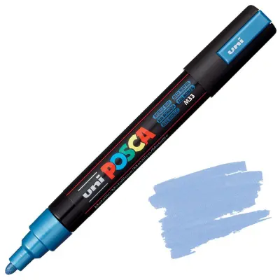 POSCA Uni flomaster; konica 1,8-2,5 mm; kovinsko moder