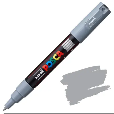 POSCA Uni flomaster; konica 0,7 mm bullet; siv