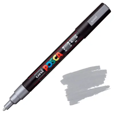 POSCA Uni flomaster; konica 0,9-1,3 mm; srebrn