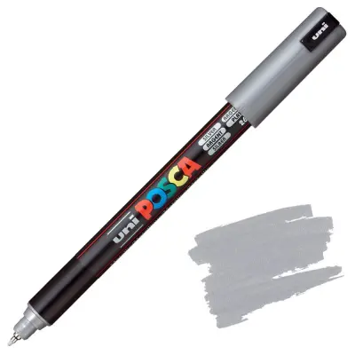 POSCA Uni flomaster; konica 0,7 mm kovina; srebrn