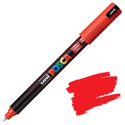 POSCA Uni flomaster; konica 0,7 mm kovina; kovinsko rdeč