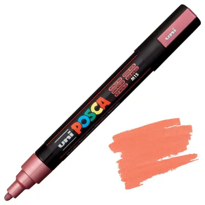 POSCA Uni flomaster; konica 1,8-2,5 mm; kovinsko rdeč