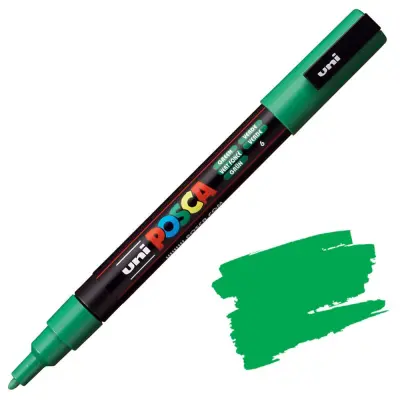 POSCA Uni flomaster; konica 0,9-1,3 mm; zelen