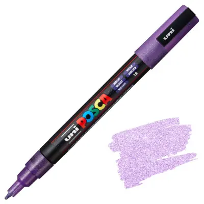 POSCA Uni flomaster; konica 0,9-1,3 mm; vijoličen z bleščicami
