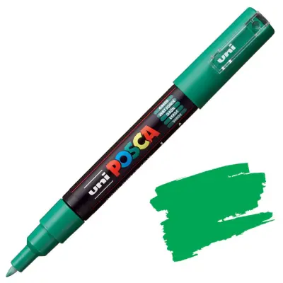 POSCA Uni flomaster; konica 0,7 mm bullet; zelen