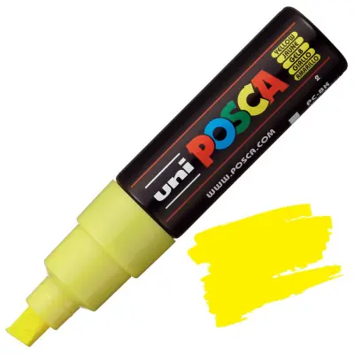 POSCA Uni flomaster; konica 8 mm prirezana; rumen