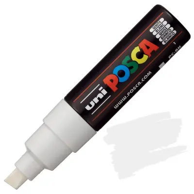 POSCA Uni flomaster; konica 8 mm prirezana; bel