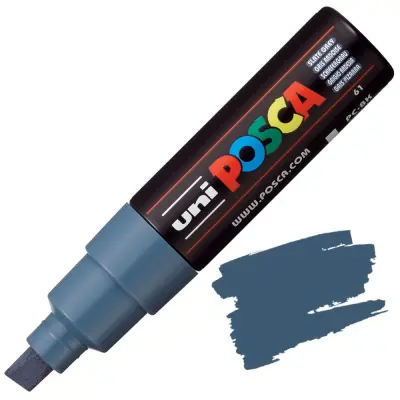 POSCA Uni flomaster; konica 8 mm prirezana; skrilavec siv