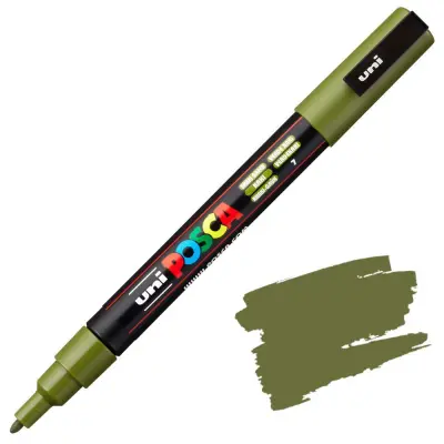POSCA Uni flomaster; konica 0,9-1,3 mm; khaki zelen
