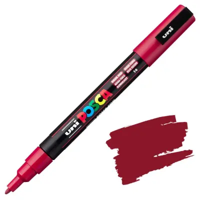 POSCA Uni flomaster; konica 0,9-1,3 mm; temno rdeč