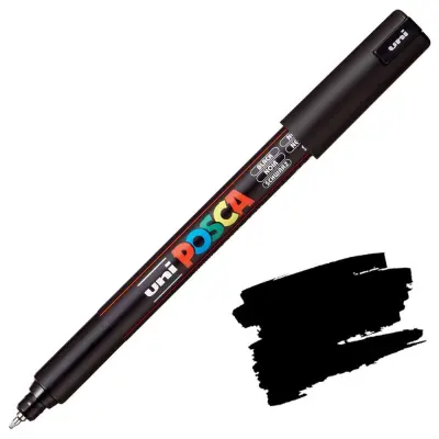 POSCA Uni flomaster; konica 0,7 mm kovina; črn
