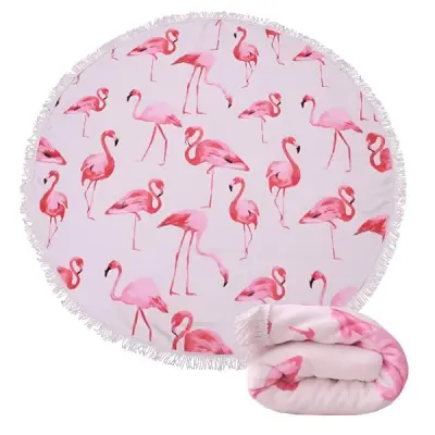 Okrogla brisača za plažo | CUBALINKA Flamingo