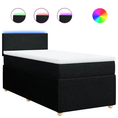 vidaXL Box spring postelja z vzmetnico črna 100x200 cm blago