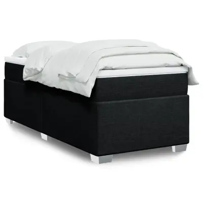 vidaXL Box spring postelja z vzmetnico črn 90x190 cm blago