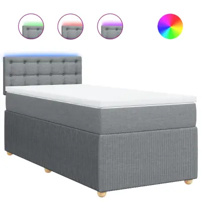 vidaXL Box spring postelja z vzmetnico svetlo siva 90x190 cm blago