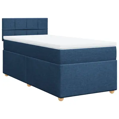 vidaXL Box spring postelja z vzmetnico modra 100x200 cm blago