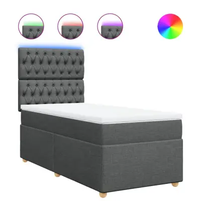vidaXL Box spring postelja z vzmetnico temno siva 90x200 cm blago