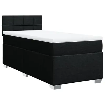 vidaXL Box spring postelja z vzmetnico črna 100x200 cm blago