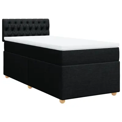 vidaXL Box spring postelja z vzmetnico črn 90x190 cm blago
