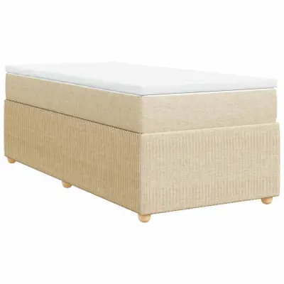 vidaXL Box spring postelja z vzmetnico krem 100x200 cm blago