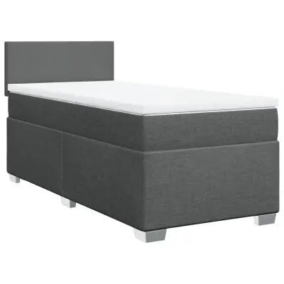vidaXL Box spring postelja z vzmetnico temno siva 100x200 cm blago