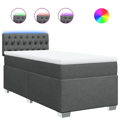 vidaXL Box spring postelja z vzmetnico temno siva 90x200 cm blago