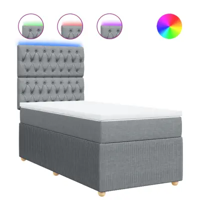 vidaXL Box spring postelja z vzmetnico svetlo siva 90x190 cm blago