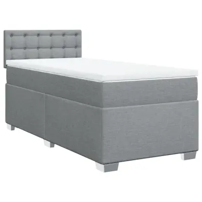 vidaXL Box spring postelja z vzmetnico svetlo siva 80x200 cm blago
