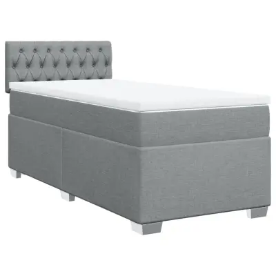 vidaXL Box spring postelja z vzmetnico svetlo siva 90x190 cm blago