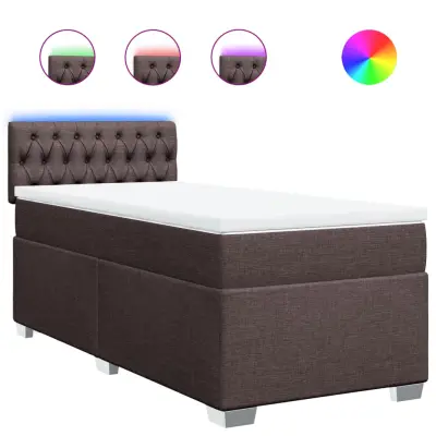 vidaXL Box spring postelja z vzmetnico temno rjav 90x190 cm blago