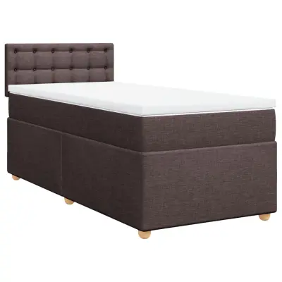 vidaXL Box spring postelja z vzmetnico temno rjava 100x200 cm blago