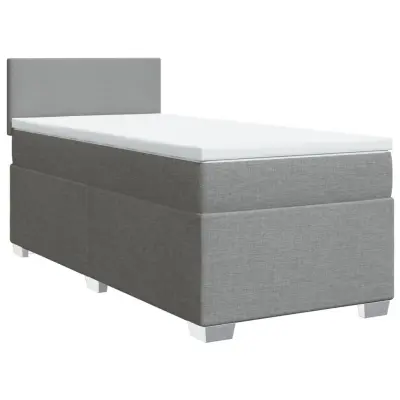 vidaXL Box spring postelja z vzmetnico svetlo siva 90x190 cm blago