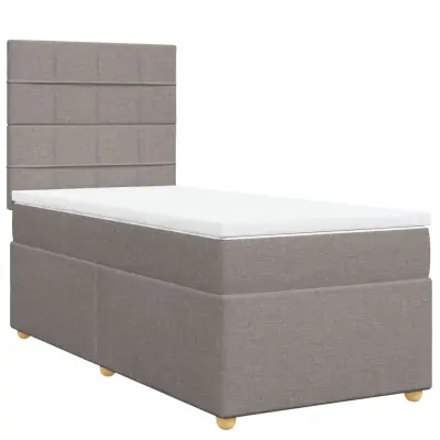 vidaXL Box spring postelja z vzmetnico taupe 100x200 cm blago