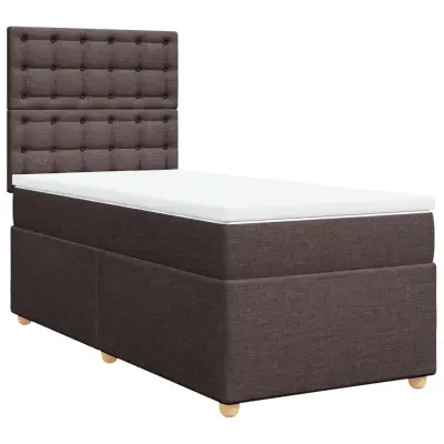 vidaXL Box spring postelja z vzmetnico temno rjav 90x190 cm blago