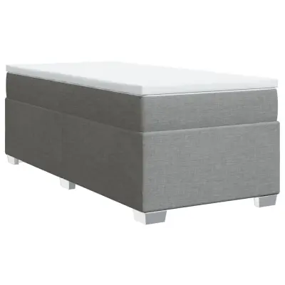 vidaXL Box spring postelja z vzmetnico svetlo siv 100x200 cm blago