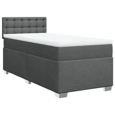 vidaXL Box spring postelja z vzmetnico temno siva 100x200 cm blago