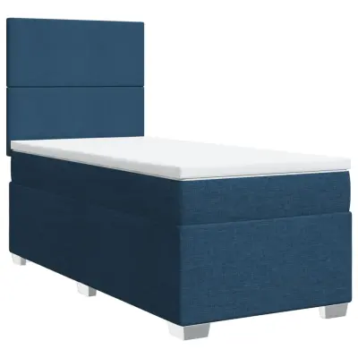 vidaXL Box spring postelja z vzmetnico modra 100x200 cm blago