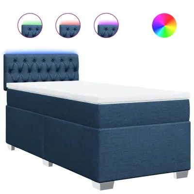 vidaXL Box spring postelja z vzmetnico modra 100x200 cm blago