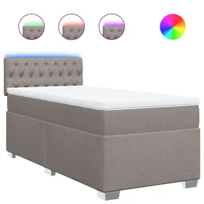vidaXL Box spring postelja z vzmetnico taupe 90x190 cm blago