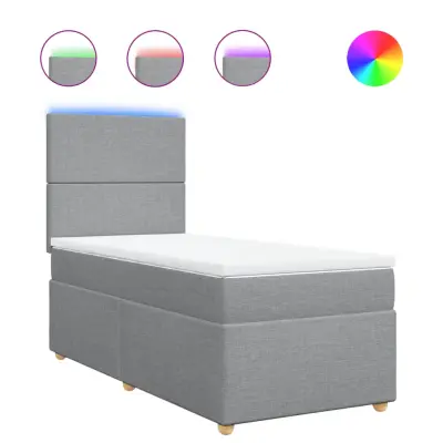 vidaXL Box spring postelja z vzmetnico svetlo siva 80x200 cm blago