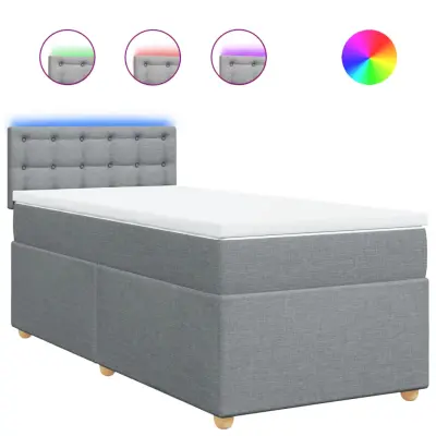 vidaXL Box spring postelja z vzmetnico svetlo siva 90x190 cm blago
