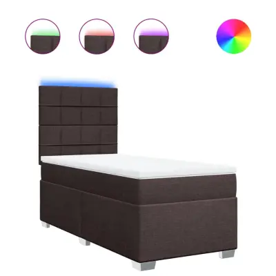 vidaXL Box spring postelja z vzmetnico temno rjava 90x200 cm blago