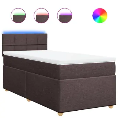 vidaXL Box spring postelja z vzmetnico temno rjava 90x200 cm blago