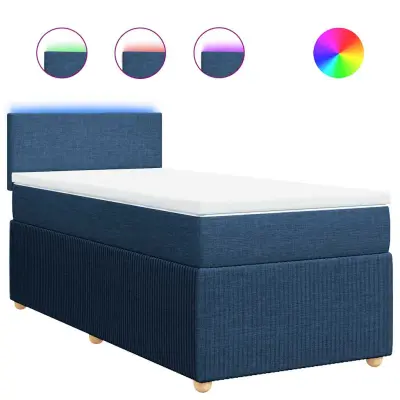 vidaXL Box spring postelja z vzmetnico modra 100x200 cm blago