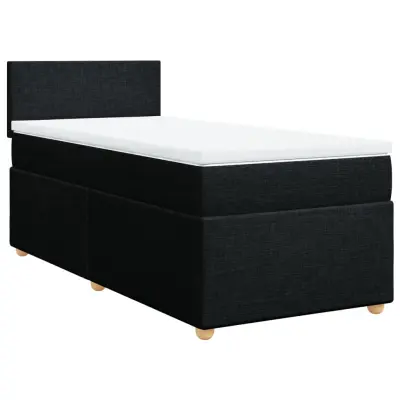 vidaXL Box spring postelja z vzmetnico črna 90x200 cm blago