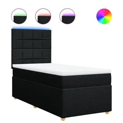 vidaXL Box spring postelja z vzmetnico črna 100x200 cm blago