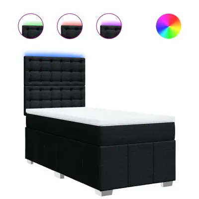 vidaXL Box spring postelja z vzmetnico črna 90x200 cm blago
